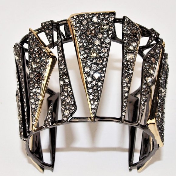 Alexis Bittar Jewelry - Two-tone Crystal Encrusted Origami Cuff Bangle